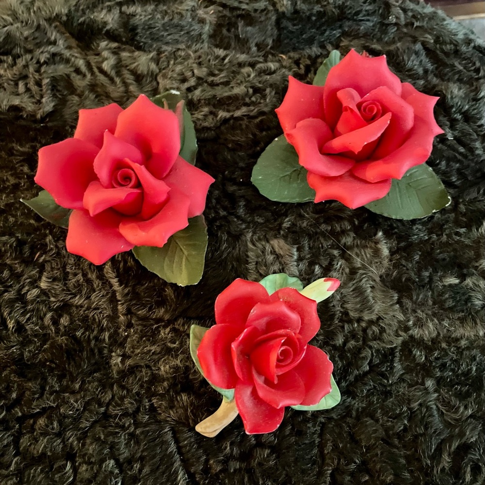 Vintage Porcelain Rose - Set of 3
